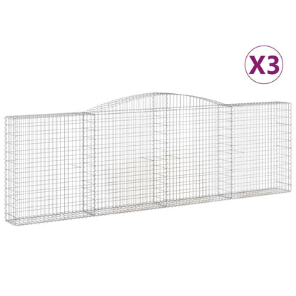 Cestas De Gaviones 3 Uds Forma De Arco Hierro 400x30x120/140 Cm_0