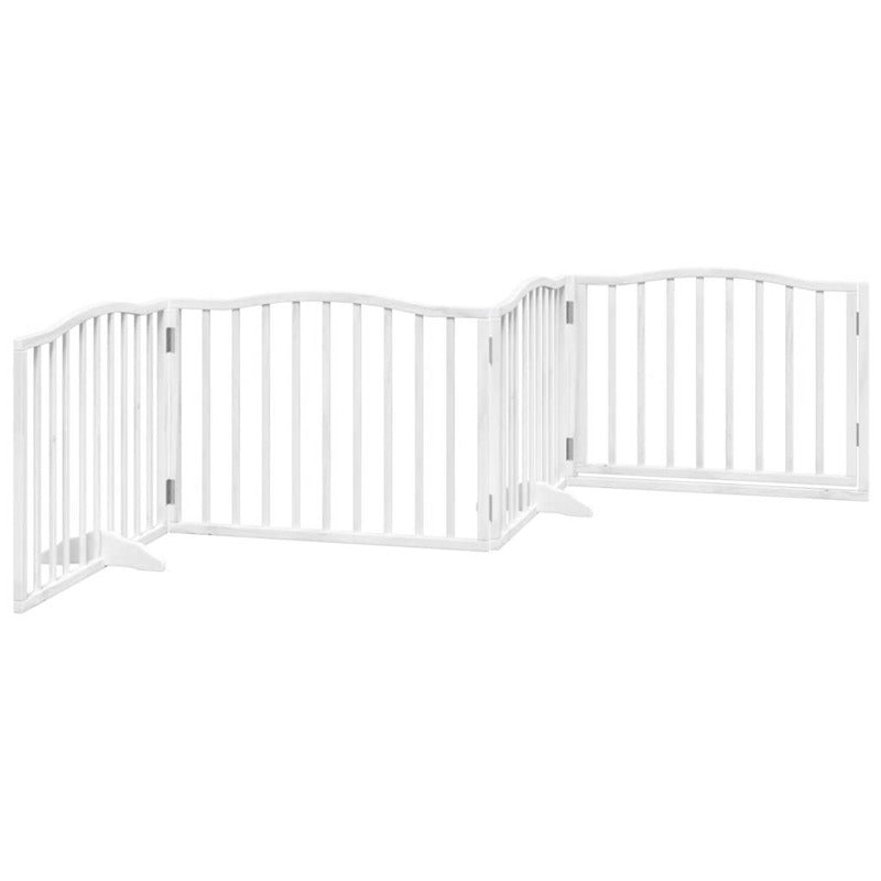 Vidaxl Puerta Para Perros Plegable 4 Paneles Madera Álamo Blanca 320cm_5