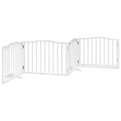 Vidaxl Puerta Para Perros Plegable 4 Paneles Madera Álamo Blanca 320cm_5