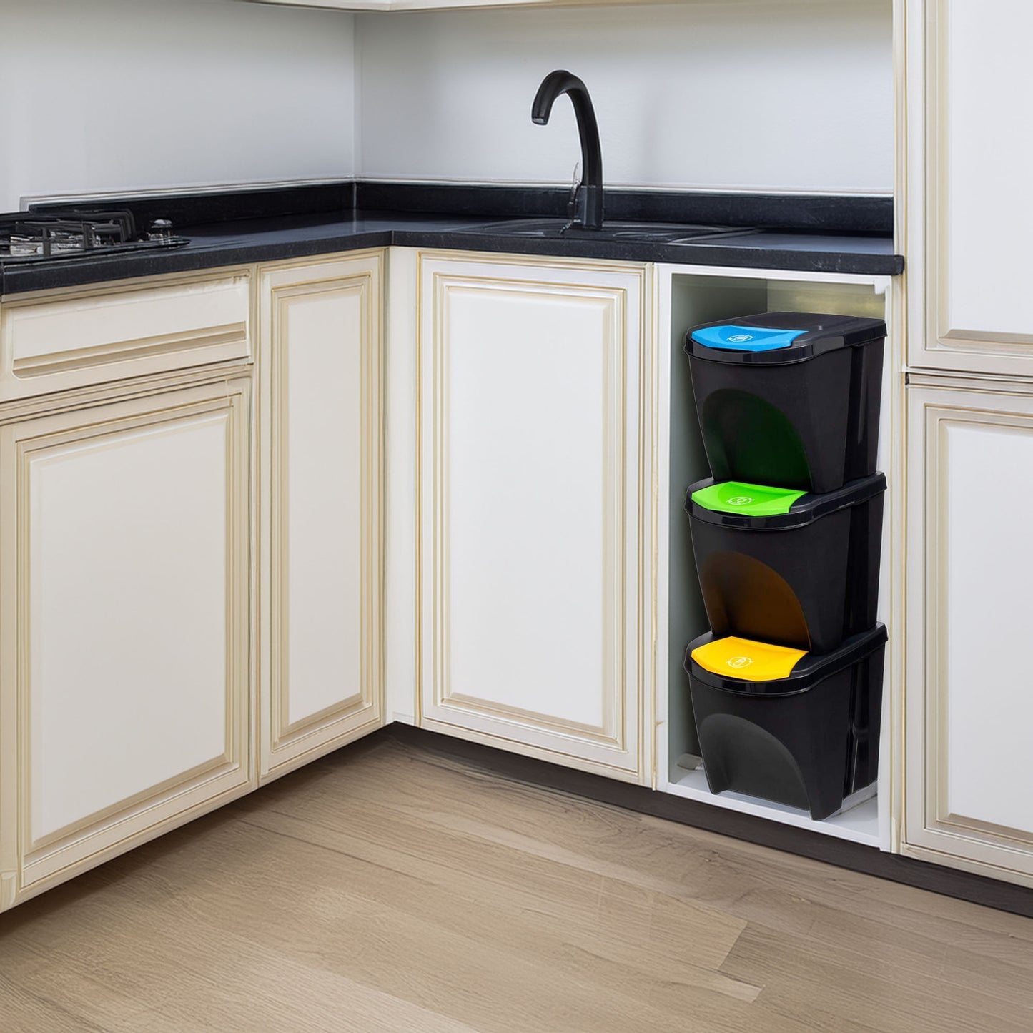 Wellhome Papelera X3 Plástico 25l Clasificación_2