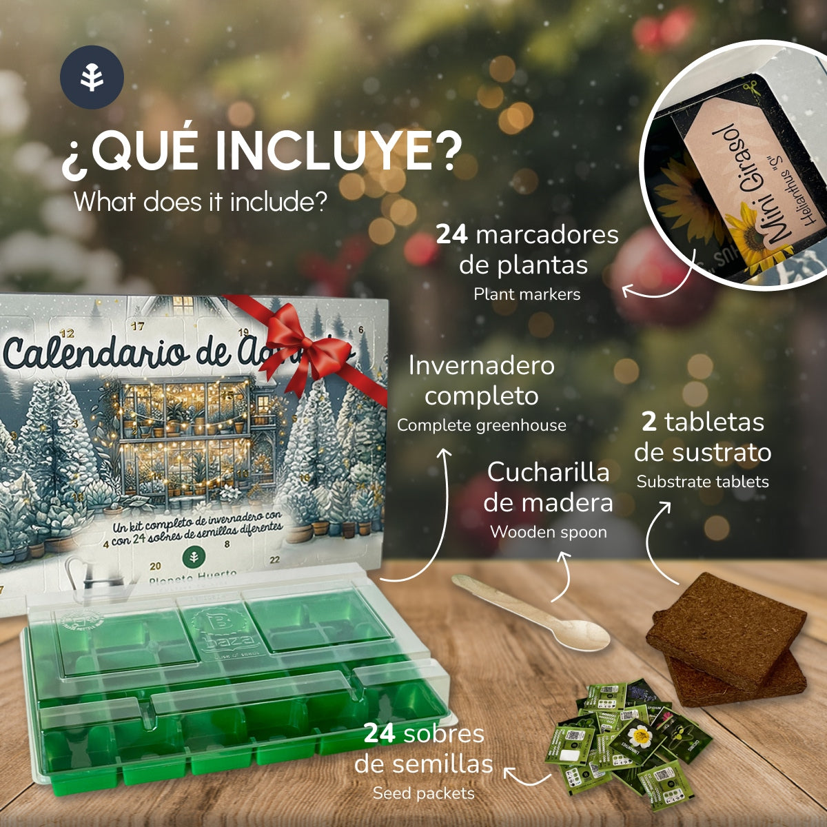 Calendario de Adviento de semillas con mini invernadero Planeta Huerto