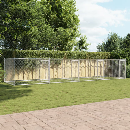 Jaula De Perros Con Puertas Acero Galvanizado Gris 8x2x1,5 M_2