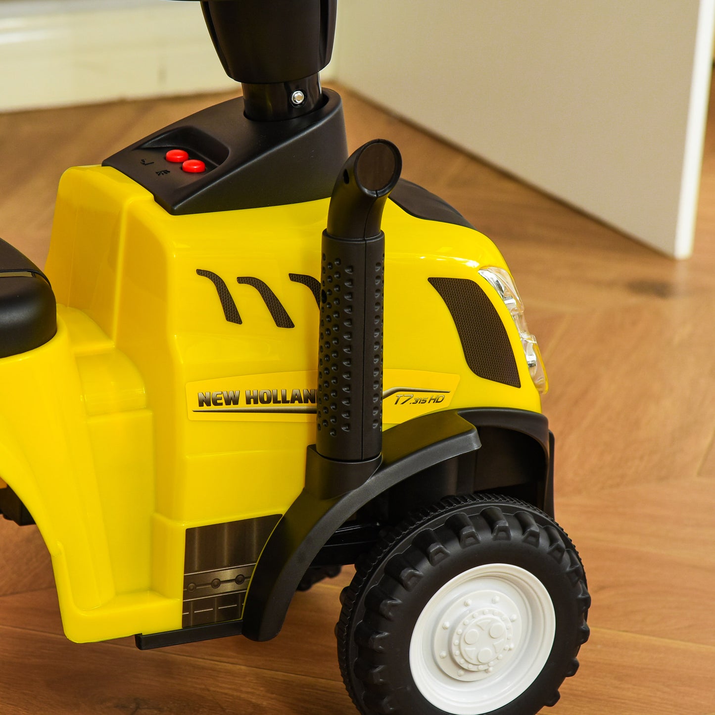 Homcom Tractor Con Remolque Para Niños 12-36 Meses Con Faros Pala Y Rastrillo_3