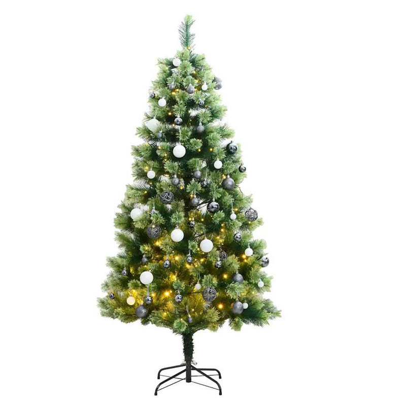 Vidaxl Árbol Navidad Artificial Con Bisagras 150 Led Y Bolas 120 Cm_0