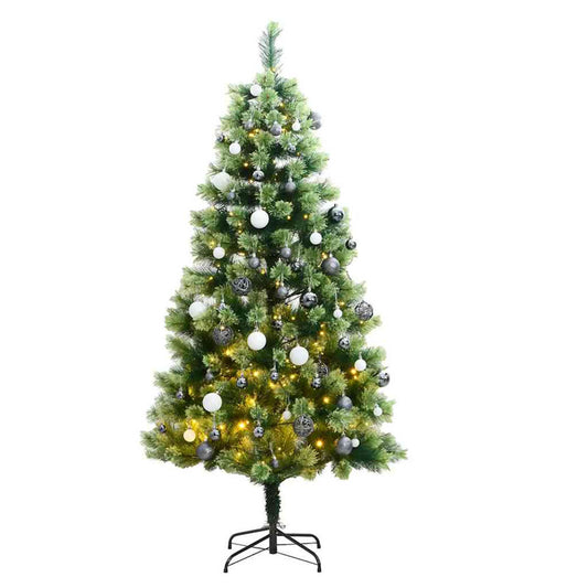 Vidaxl Árbol Navidad Artificial Con Bisagras 150 Led Y Bolas 120 Cm_0