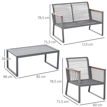 Outsunny Conjunto De Muebles De Jardín De 4 Piezas Ratán Con Mesa De Café_2