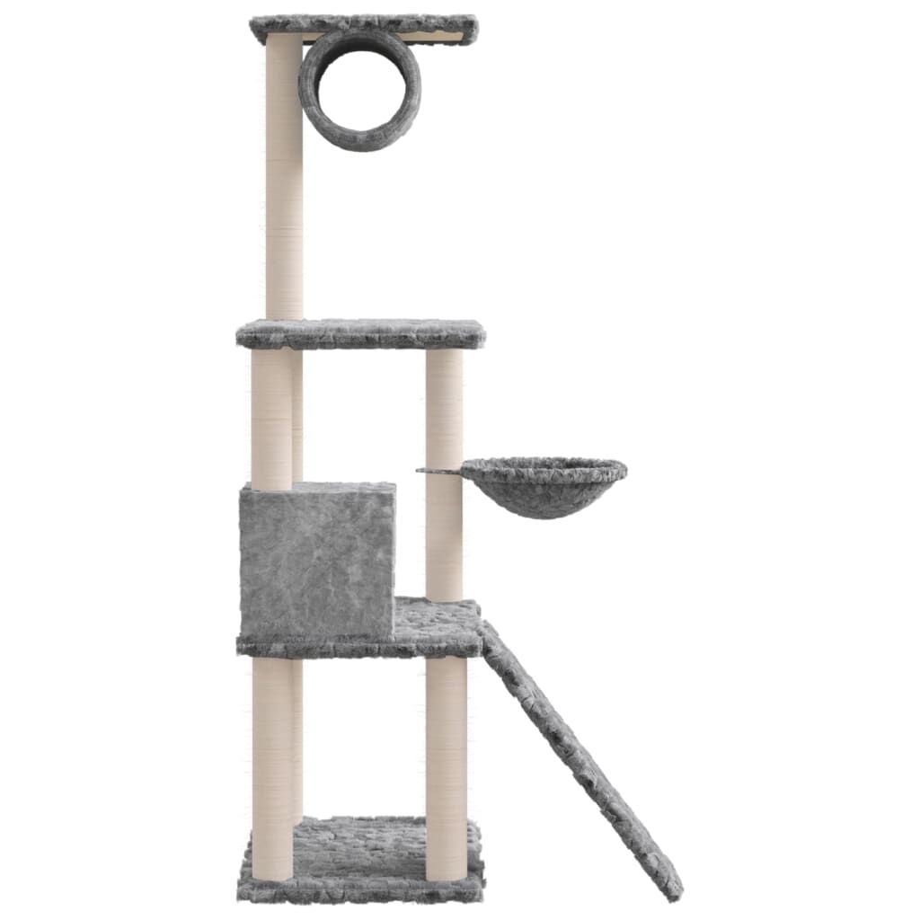 Vidaxl Rascador Para Gatos Con Postes De Sisal Gris Claro 131 Cm_3