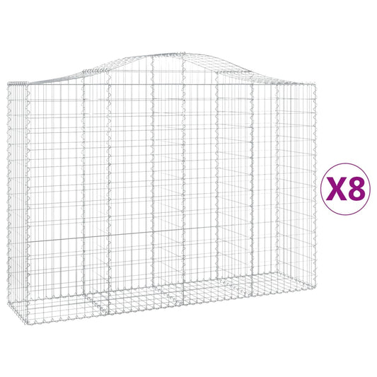 Cestas Gaviones 8 Uds Forma De Arco Hierro 200x50x140/160 Cm_0
