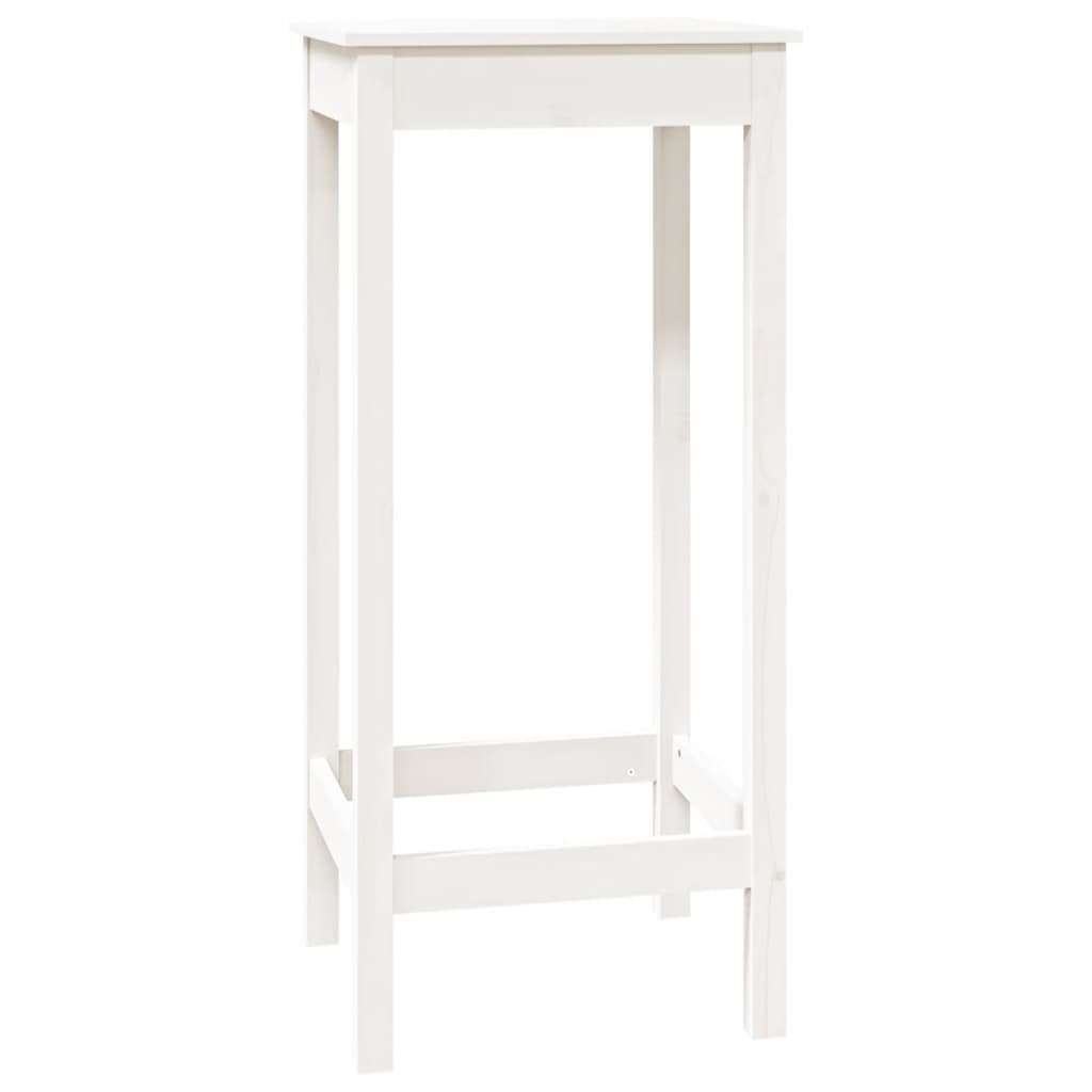 Mesa Alta De Bar Madera Maciza De Pino Blanco 50x50x110 Cm_0