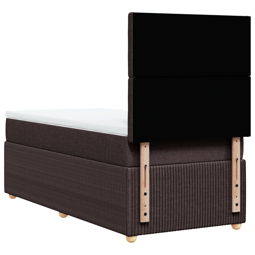 Cama Box Spring Con Colchón Tela Marrón Oscuro 80x200 Cm / Vetonek_1
