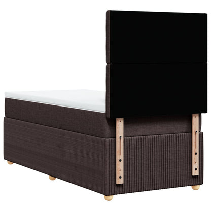 Cama Box Spring Con Colchón Tela Marrón Oscuro 80x200 Cm / Vetonek_1