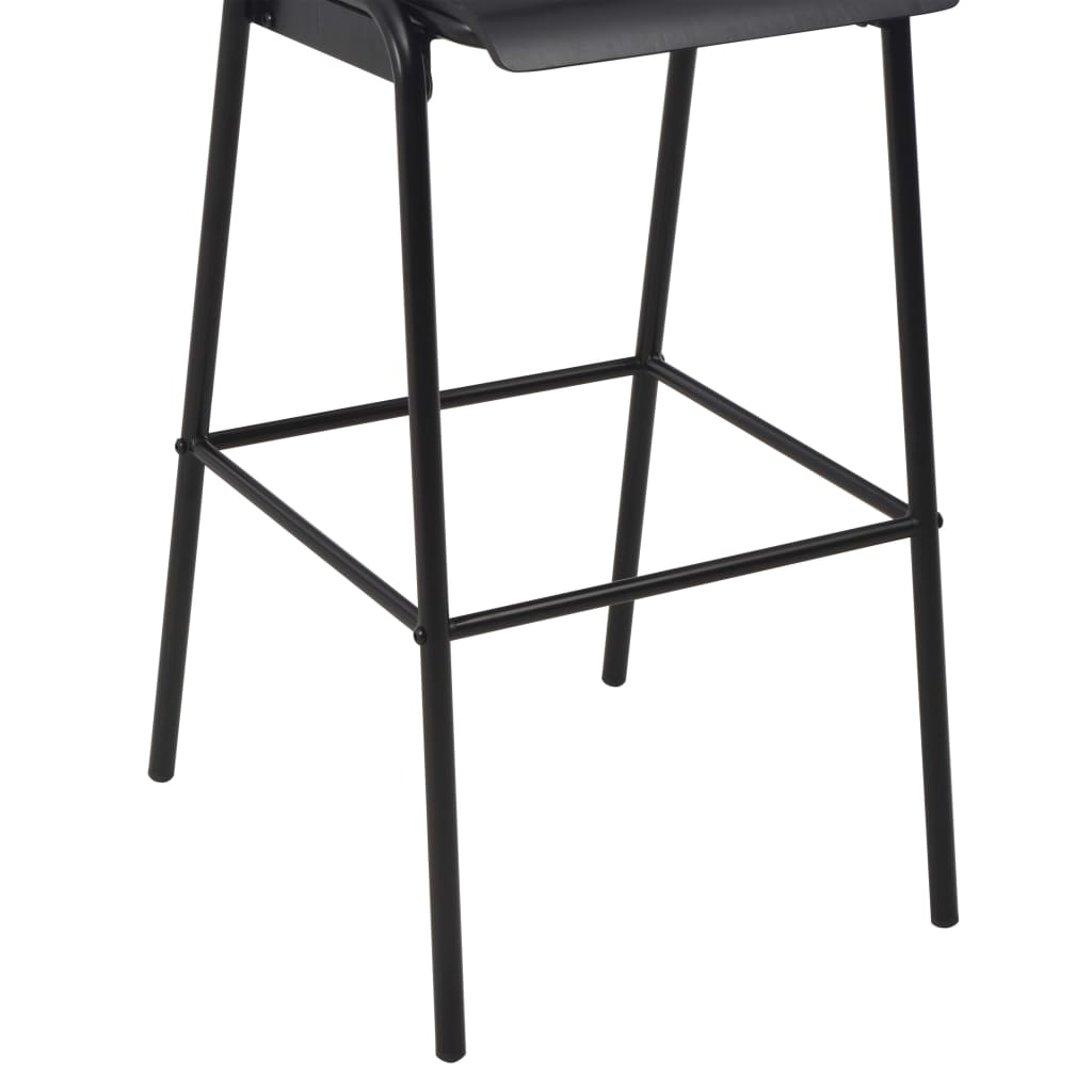 Taburetes De Cocina 4 Uds Madera Contrachapada Y Acero Negro_5