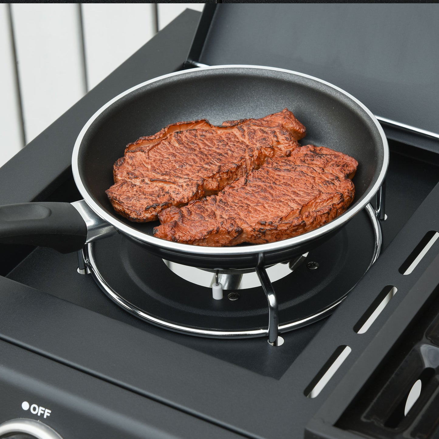 Outsunny Barbacoa De Gas Bbq Con Ruedas Parrilla 3+1 Quemadores 11,6 Kw 2 Mesas_4