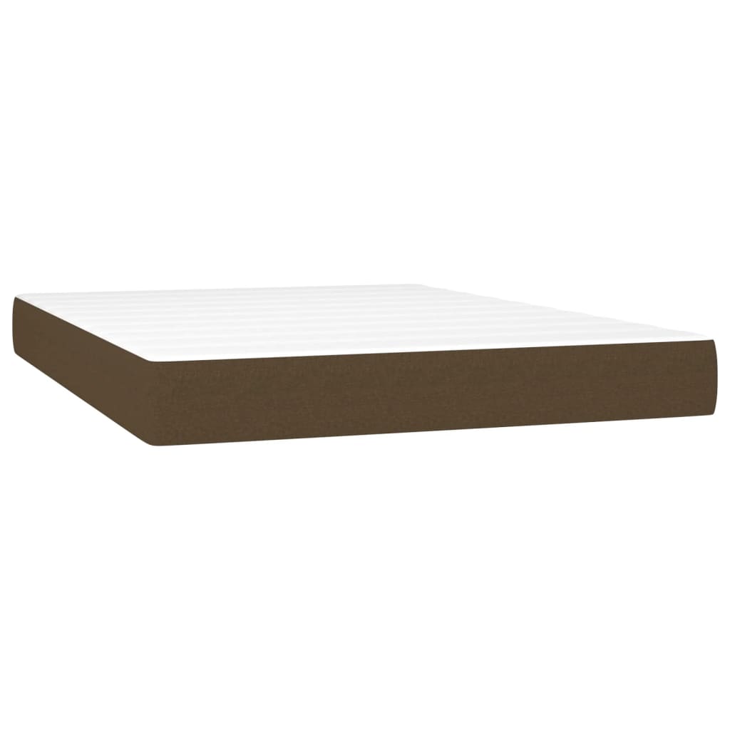 Cama Box Spring Con Colchón Led Tela Marrón Oscuro 140x200 Cm / Vetonek_1