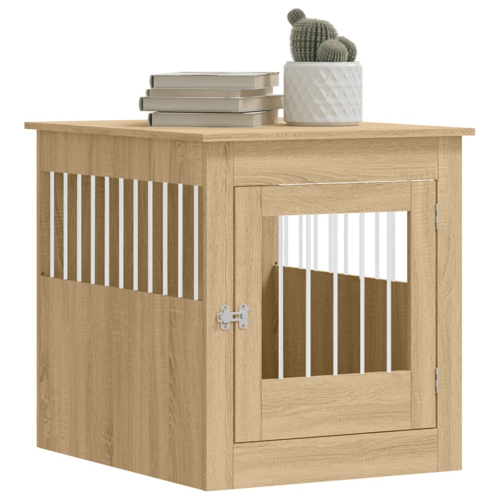 Jaula Para Perros Madera Ingeniería Roble Sonoma 64,5x80x71 Cm_3