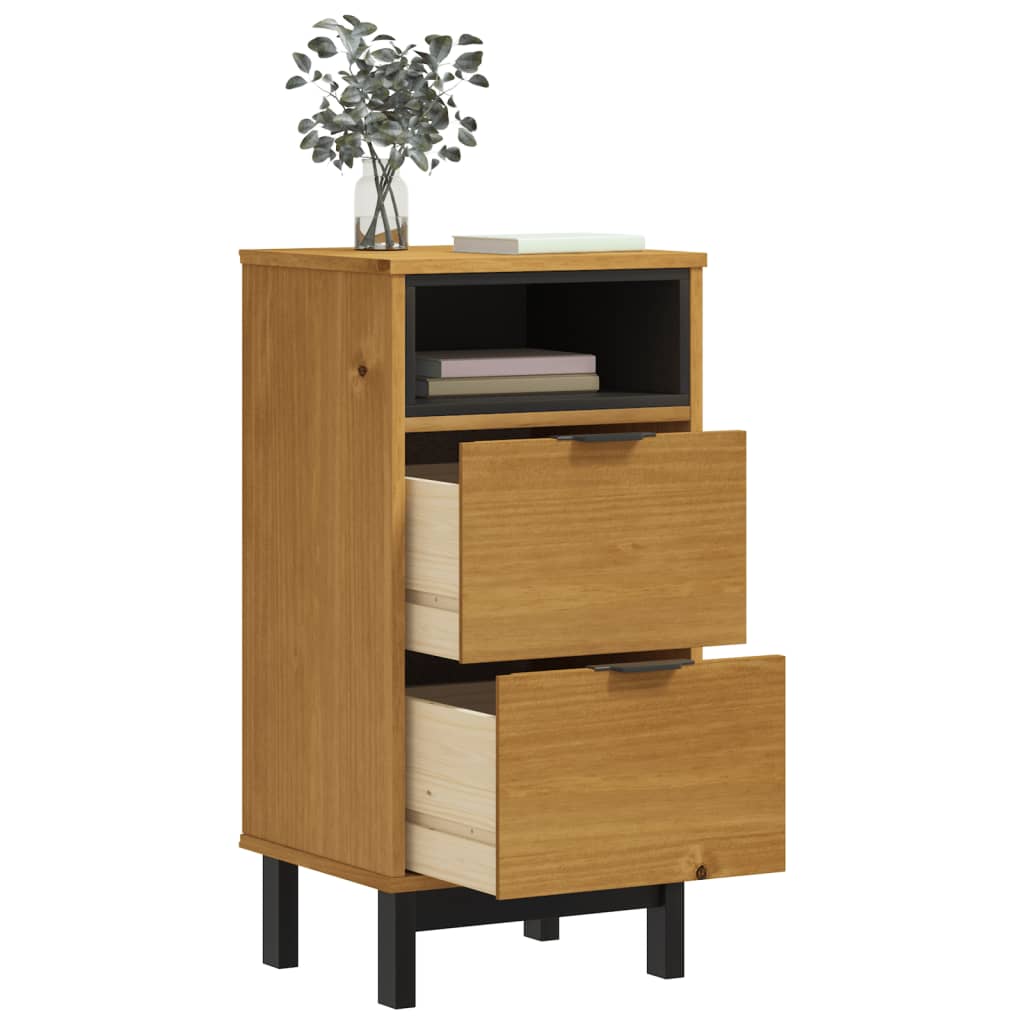 Mesita De Noche Flam Madera Maciza De Pino 40x35x80 Cm_1