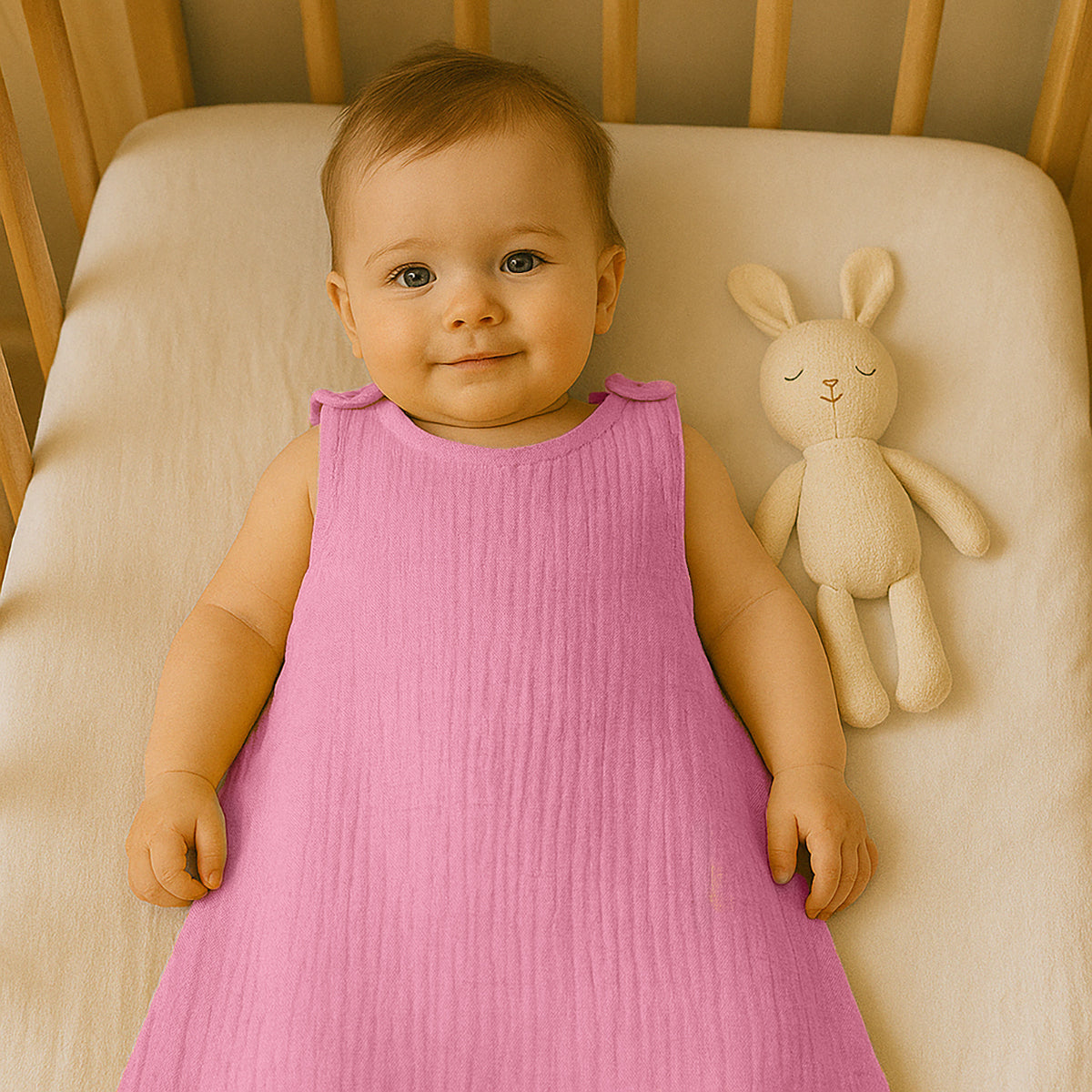 Saco De Dormir De Verano De Algodón Orgánico Rosa_3