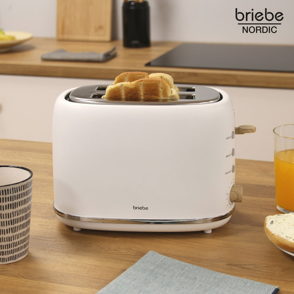 Briebe Nordic Tostadora Pan Ranura Ancha, Tostador 2 Rebanadas, 6 Niveles Tostado, Calientapanecillos, Ta1166wht, Blanco_1