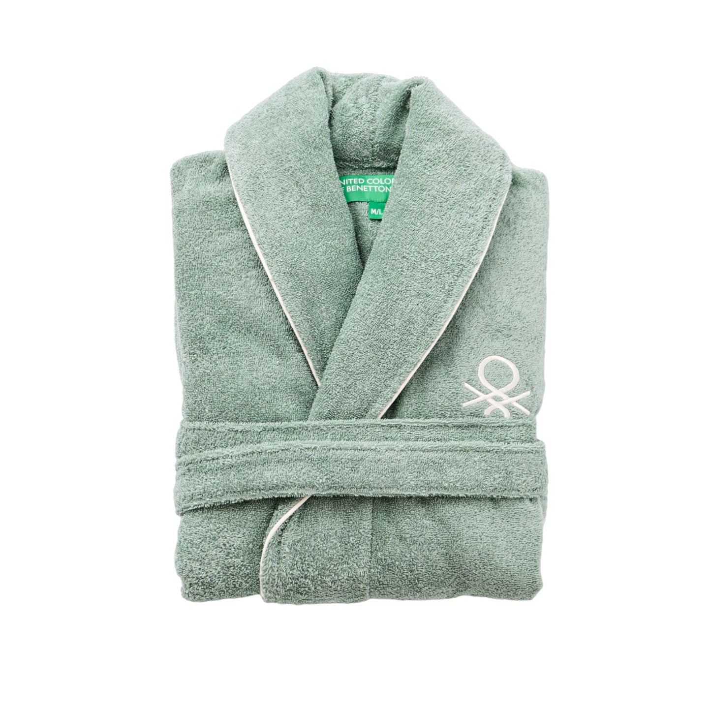 Albornoz S/m 420gsm 100% Algodon C/ Logo Bordado Verde Benetton_0
