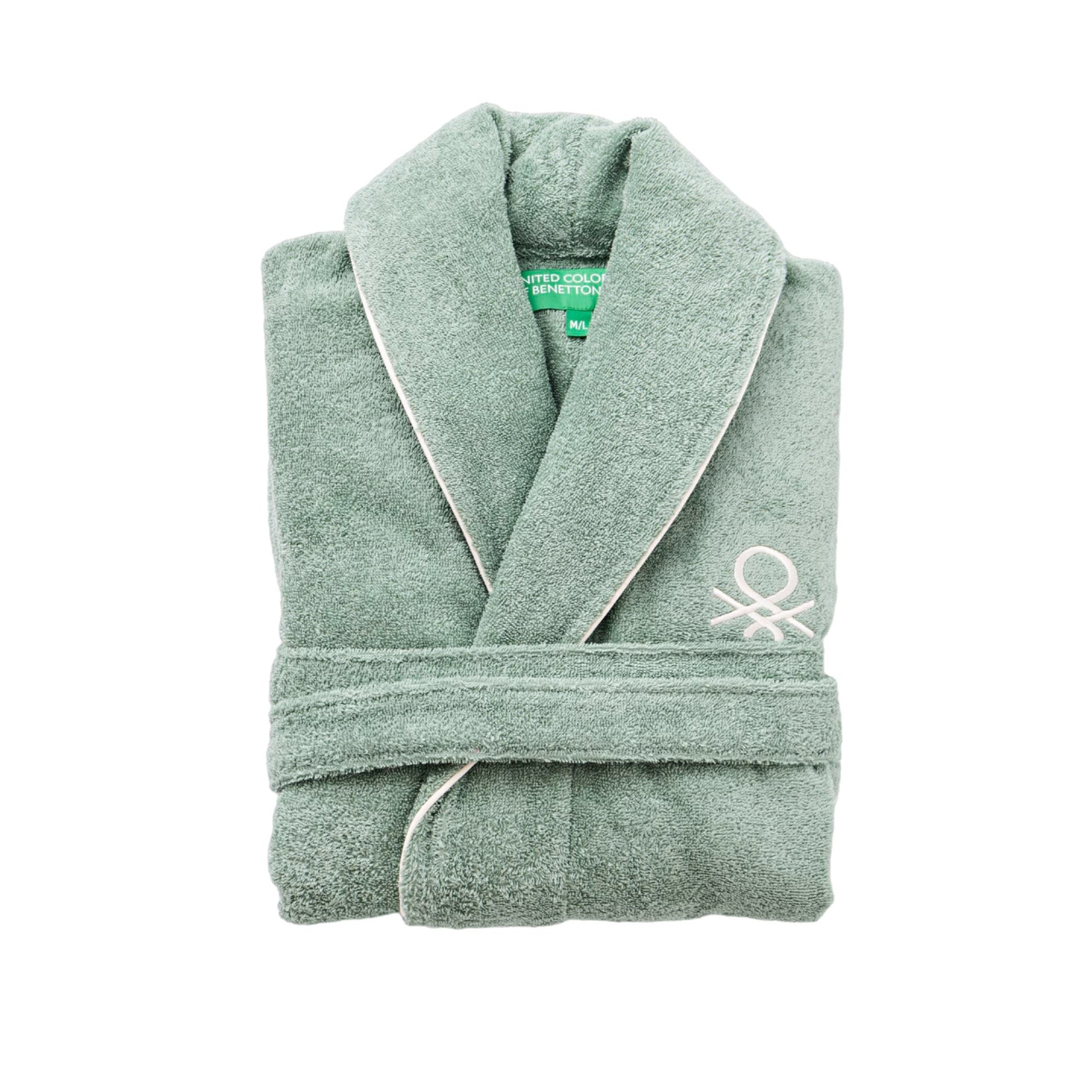 Albornoz S/m 420gsm 100% Algodon C/ Logo Bordado Verde Benetton_0
