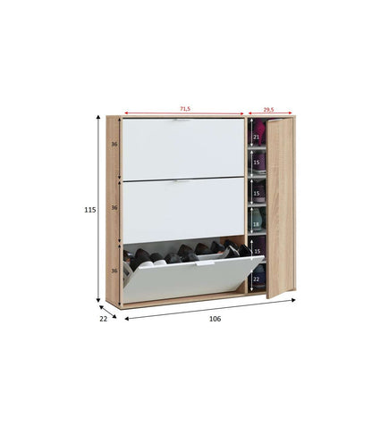 Zapatero Con 4 Puertas Maty Roble Canadian Y Blanco 115 Cm (alto) X 106 Cm (ancho) X 22 Cm_3