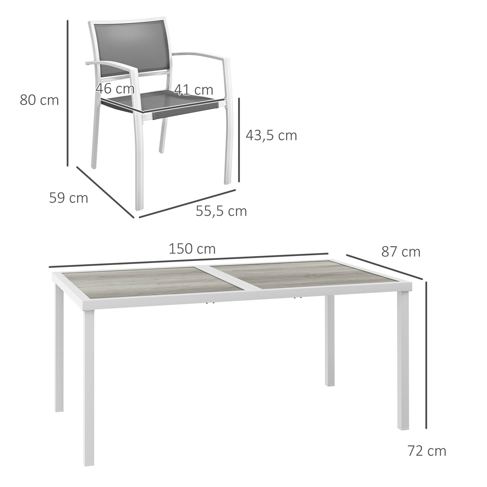 Outsunny Conjunto De Comedor De Exterior Con 1 Mesa Y 6 Sillas Apilables Gris_2
