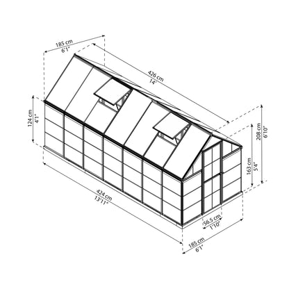 Invernadero Hybrid 426x185 cm verde