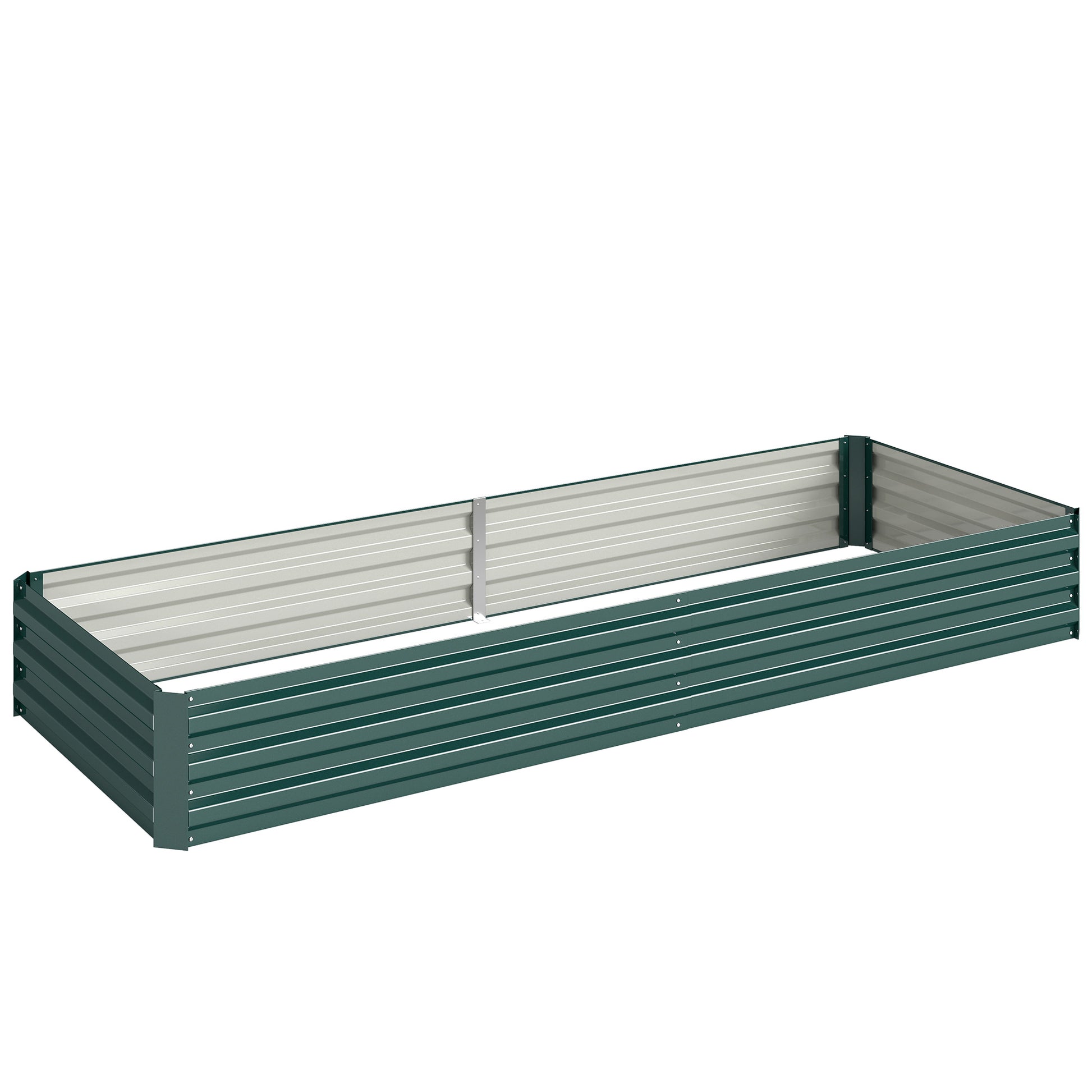 Outsunny Jardinera Elevada De Acero Galvanizado Con Fondo Abierto Verde_0