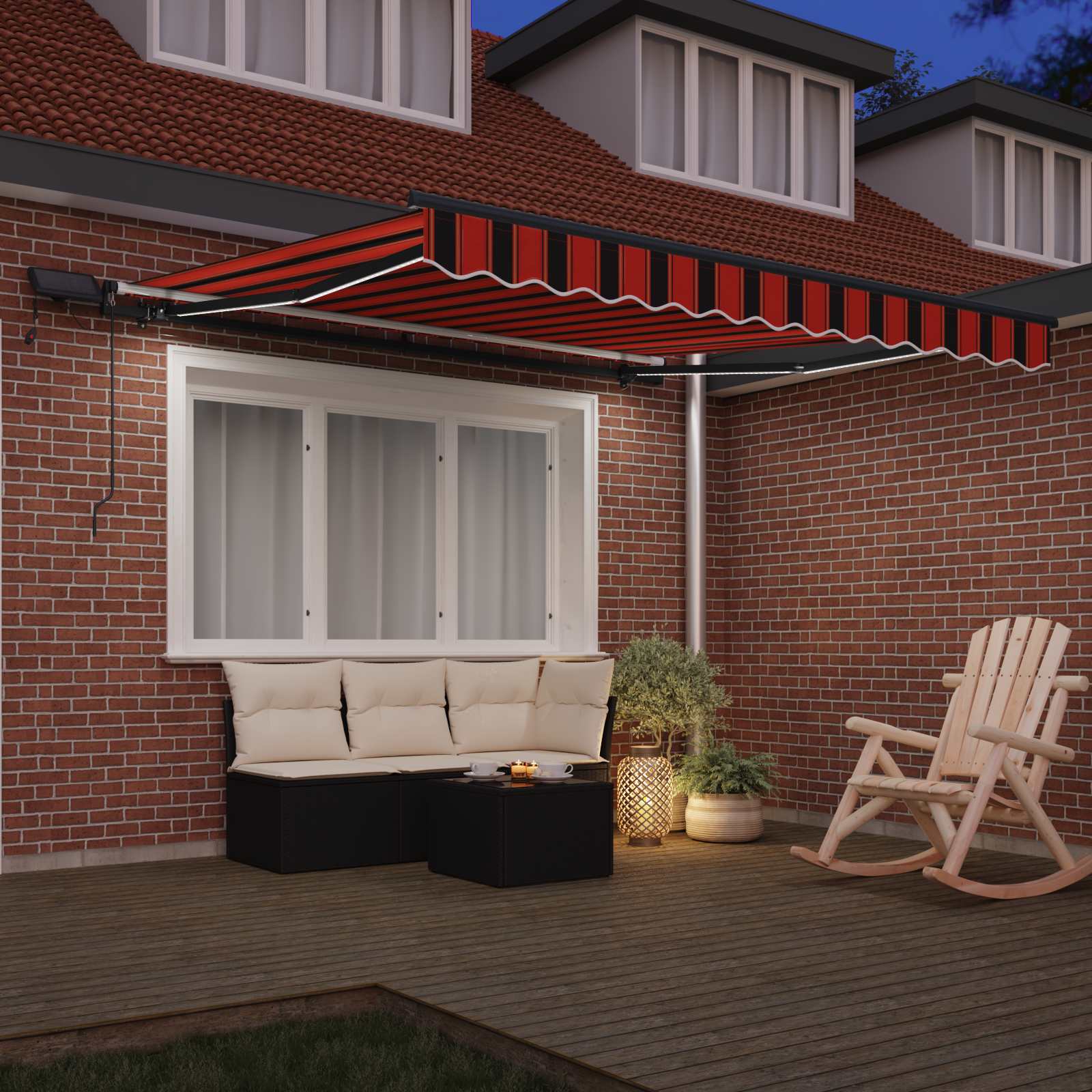 Toldo Retráctil Naranja Y Marrón 300 X 250 Cm Tela Y Aluminio_2