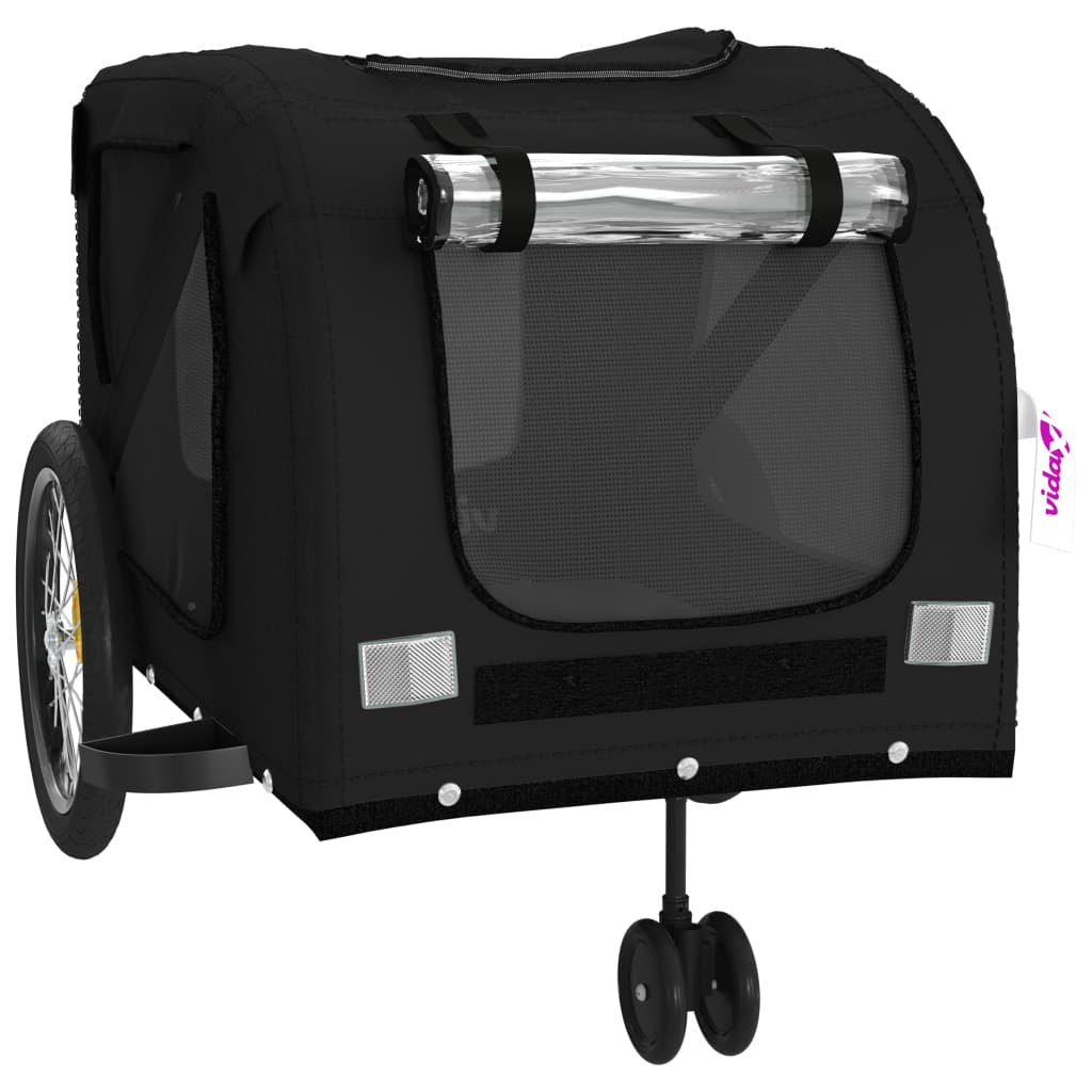 Vidaxl Remolque De Bicicleta Mascotas Hierro Tela Oxford Negro_4