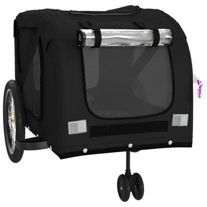 Vidaxl Remolque De Bicicleta Mascotas Hierro Tela Oxford Negro_4