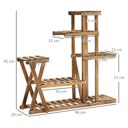 Outsunny Soporte Para Plantas Con 5 Niveles Carga 60 Kg 98x28x95 Cm Carbonizado_2