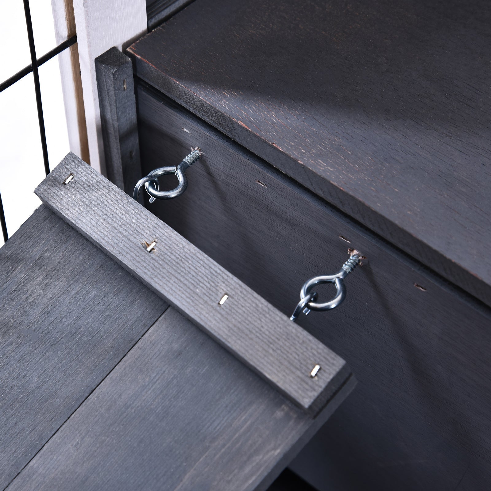 Pawhut Jaula Para Conejos De Madera 90x53x59cm Techo Abrible Rampa Bandeja_4
