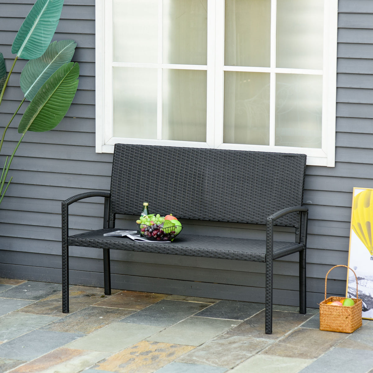 Outsunny Banco Jardín Lounge Silla 2 Plazas Mueble Exterior Terraza 2 Plazas_1