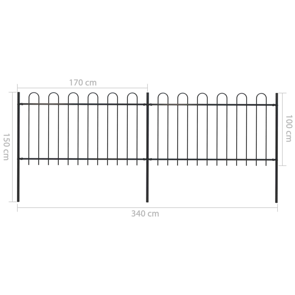 Valla De Jardín Con Puntas De Aro Acero Negro 3,4x1 M / Vetonek_1