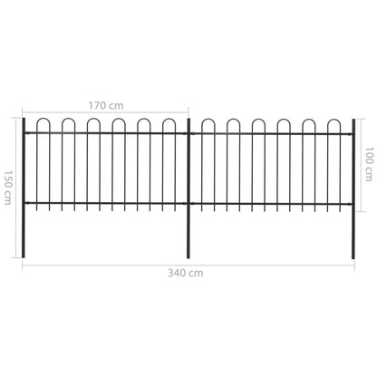 Valla De Jardín Con Puntas De Aro Acero Negro 3,4x1 M / Vetonek_1