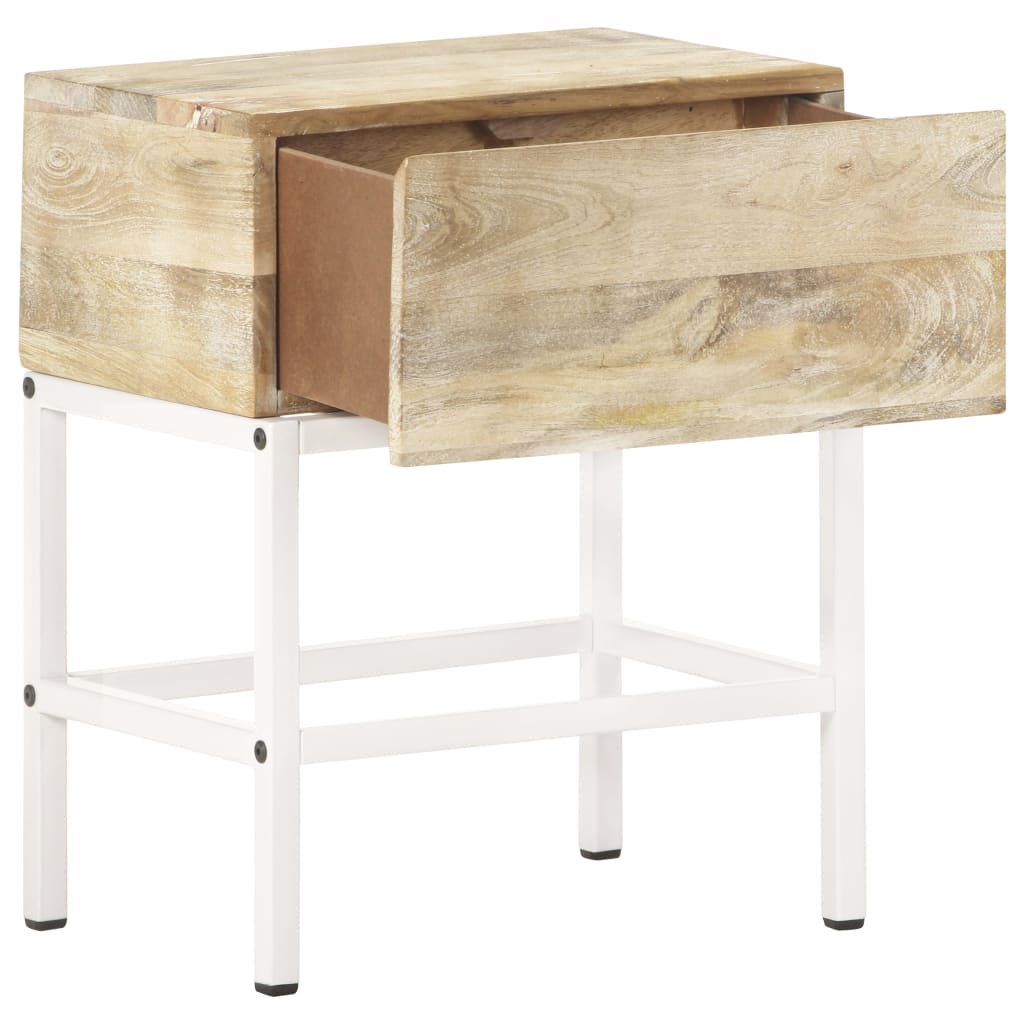 Mesita De Noche De Madera Maciza De Mango 40x30x50 Cm_0