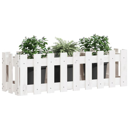 Arriate Elevado Jardín Con Valla Madera Pino Blanco 100x30x30cm_2