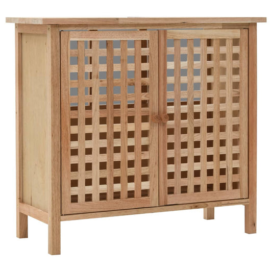 Mueble De Lavabo Madera Maciza De Nogal 66x29x61 Cm_0