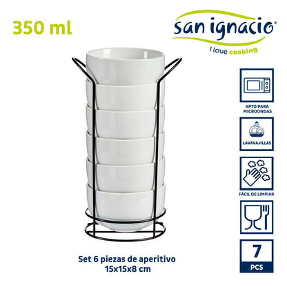 Bol Redondo Blanco Con Estante Negro 800 Colección Vessia_1