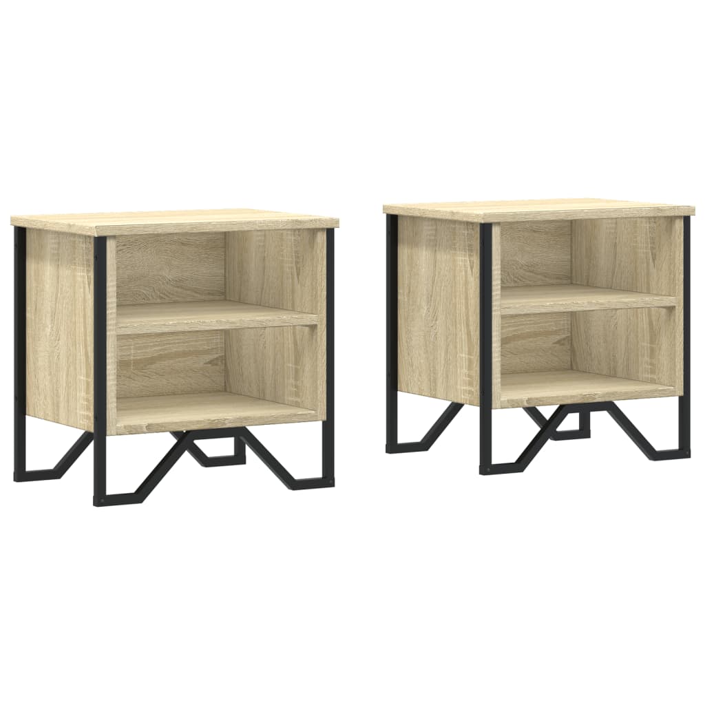 Mesita De Noche Madera De Ingeniería Roble Sonoma 40x30x40 Cm_0