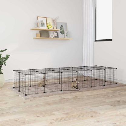 Vidaxl Jaula Para Mascotas De 28 Paneles Puerta Acero Negro 35x35 Cm_1