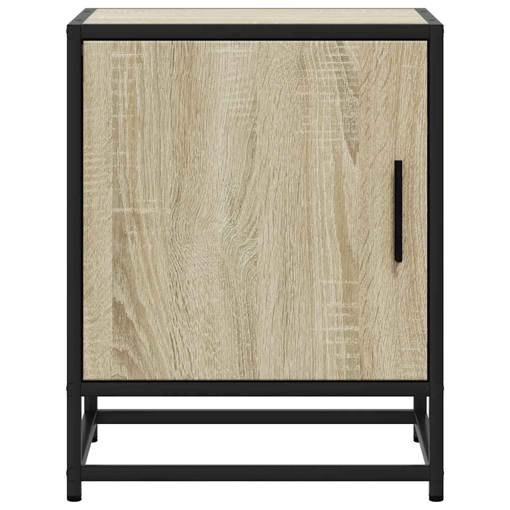 Mesita De Noche Madera Ingeniería Roble Sonoma 40x31x50cm Metal_3