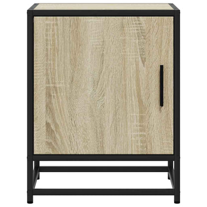 Mesita De Noche Madera Ingeniería Roble Sonoma 40x31x50cm Metal_3