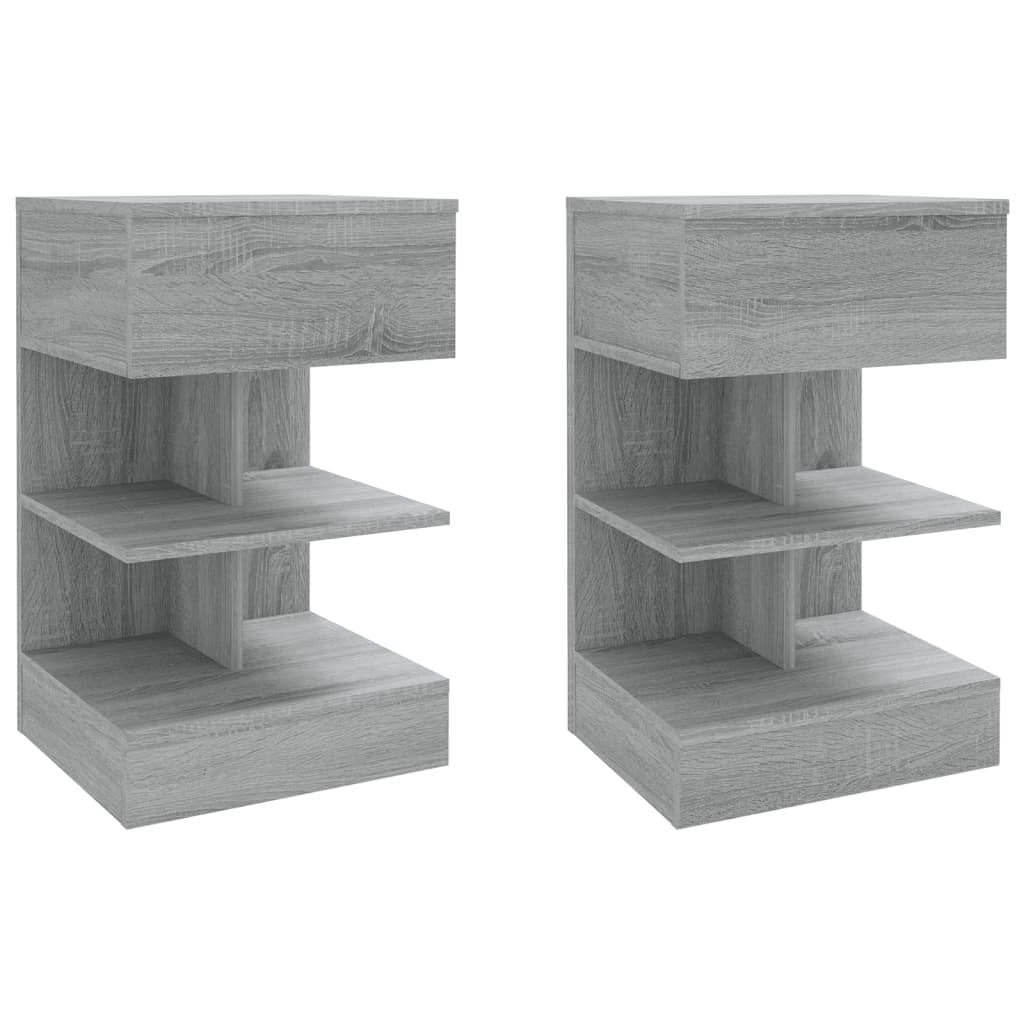 Mesitas De Noche 2 Uds Madera Gris Sonoma 40x35x65 Cm_0