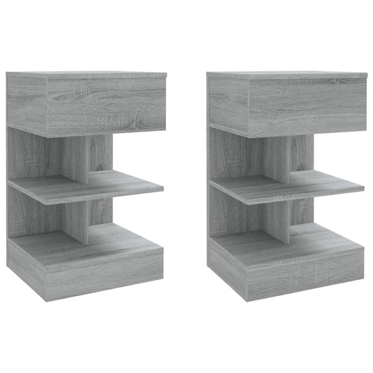 Mesitas De Noche 2 Uds Madera Gris Sonoma 40x35x65 Cm_0