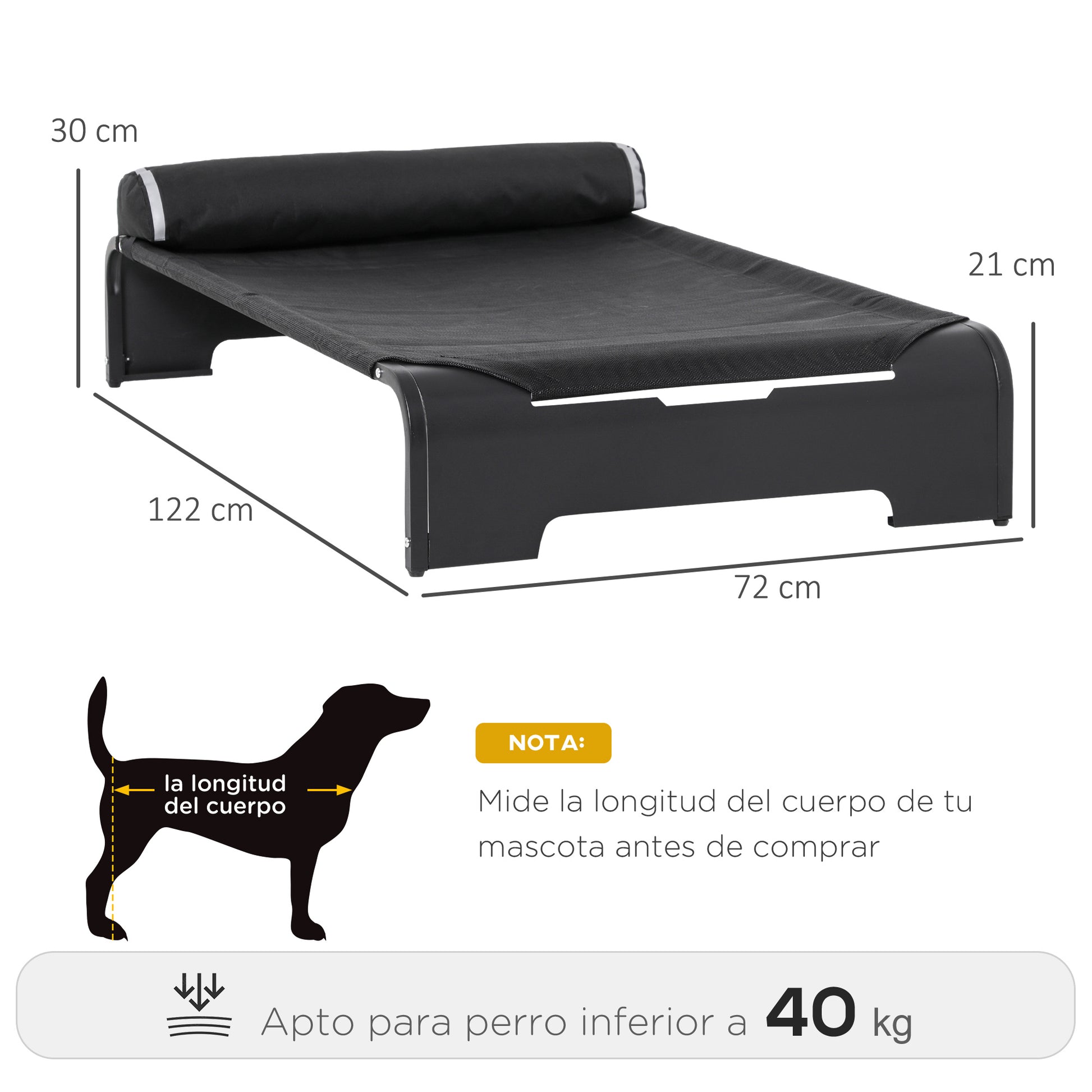 Pawhut Cama Elevada De Perros Mascota Transpirable Con Almohada Extraíble_2