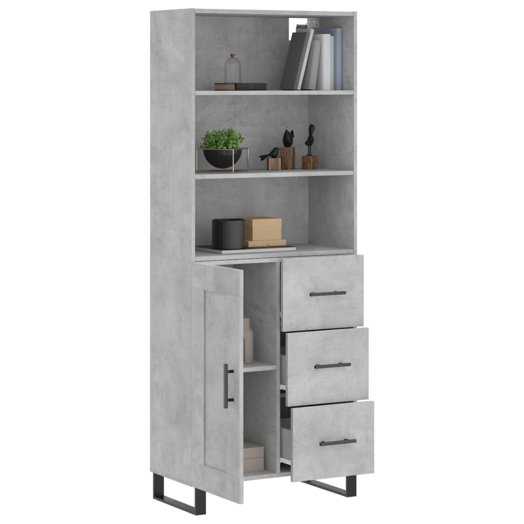 Aparador Alto Madera Contrachapada Gris Hormigón 69,5x34x180 Cm_2