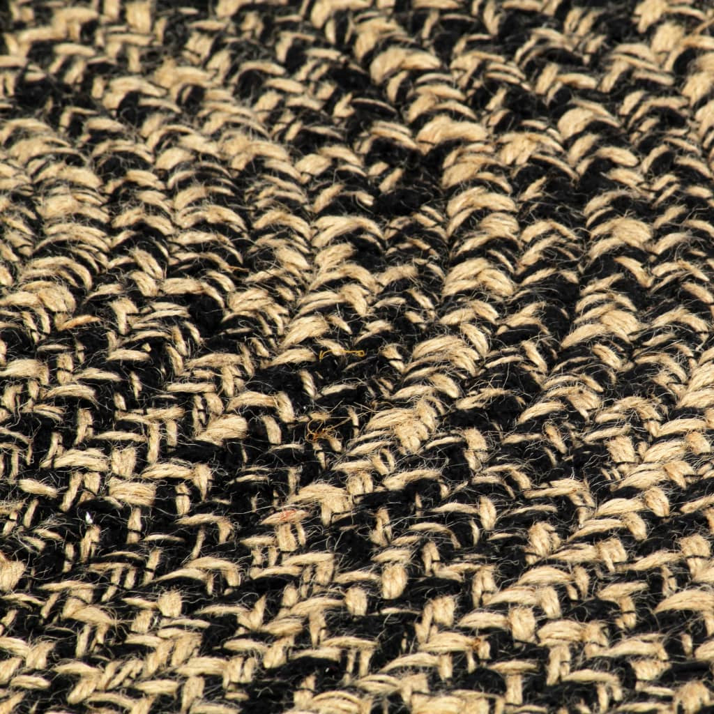 Vidaxl Alfombra Hecha A Mano De Yute Negra Y Natural 120 Cm_3