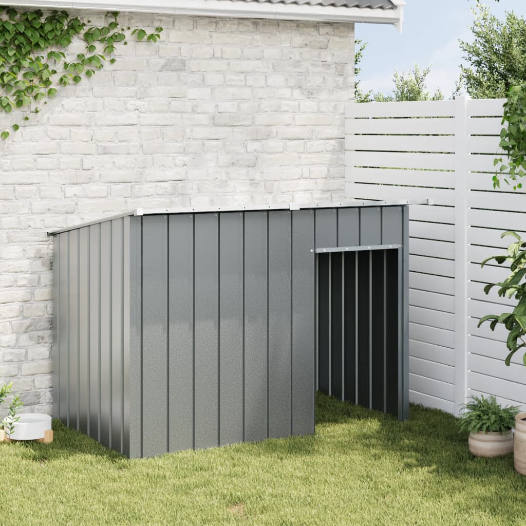 Caseta Perros Con Tejado Acero Galvanizado Gris 153x91x110 Cm_2